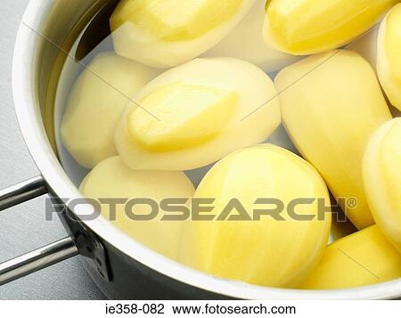 Stock Image - Potatoes in a saucepan. Fotosearch