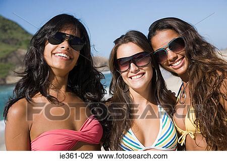 Stock Photo - Portrait of teenage girls. Fotosearch