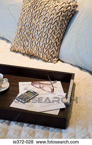Tray on bed View Large Photo Image Stock Photo - Tray on bed. Fotosearch