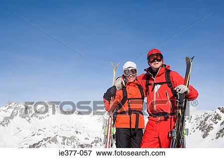 Portrait of skiers View Large Photo Image Stock Photo - Portrait of skiers. Fotosearch
