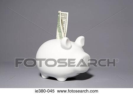 Piggybank with a dollar note View Large Photo Image Stock Photography - Piggybank with a dollar note. Fotosearch