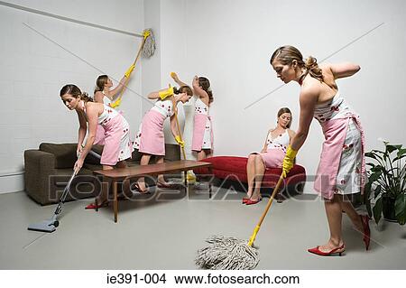 Picture - Woman cleaning. Fotosearch