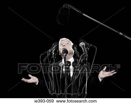 Politician and microphones View Large Photo Image Stock Photo - Politician and microphones. Fotosearch