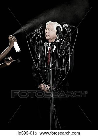 Politician being sprayed with hairspray View Large Photo Image Stock Photography - Politician being sprayed with hairspray. Fotosearch