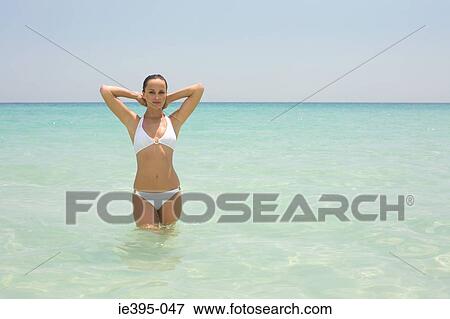 Portrait of a woman in the sea View Large Photo Image Stock Photo - Portrait of a woman in the sea. Fotosearch