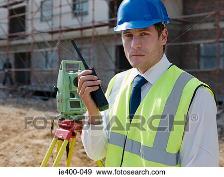 Engineer with walkie talkie View Large Photo Image Stock Photo - Engineer with walkie talkie. Fotosearch
