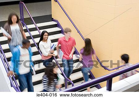 High school students on a stairway View Large Photo Image Stock Photograph - High school students on a stairway. Fotosearch