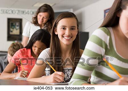 Stock Image - Portrait of a female high school student. Fotosearch