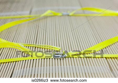 Stock Image - Yellow tape on the floor. Fotosearch