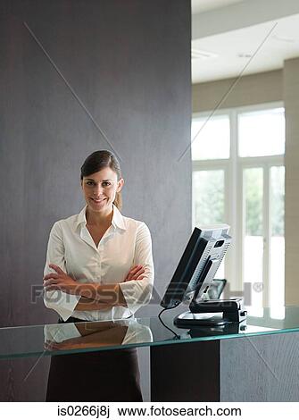 Stock Image - Portrait of a receptionist. Fotosearch