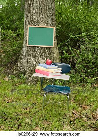 Books and an apple on top of a desk View Large Photo Image Stock Photo - Books and an apple on top of a desk. Fotosearch