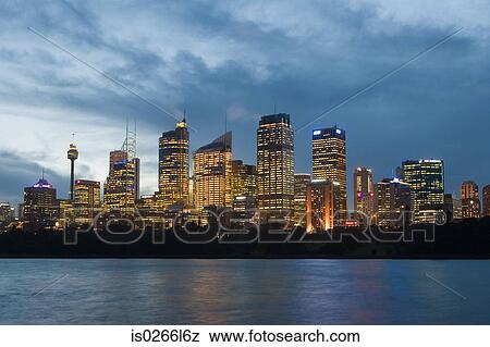 Stock Photo - Sydney skyline at night. Fotosearch