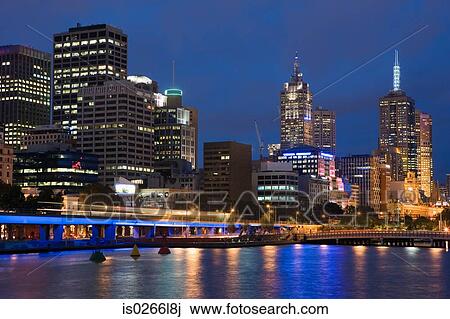 Stock Image - The yarra river and melbourne skyline. Fotosearch