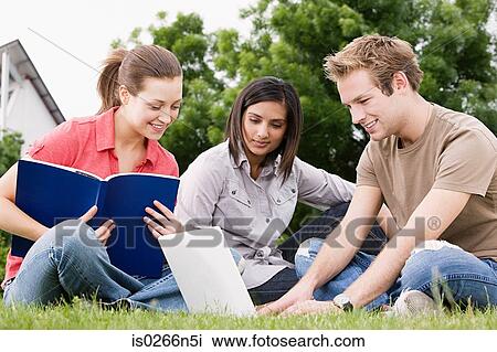 Students working outdoors View Large Photo Image Stock Image - Students working outdoors. Fotosearch