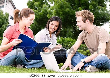 Students working outdoors View Large Photo Image Stock Photo - Students working outdoors. Fotosearch