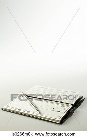 Stock Image - Cheque book and pen. Fotosearch