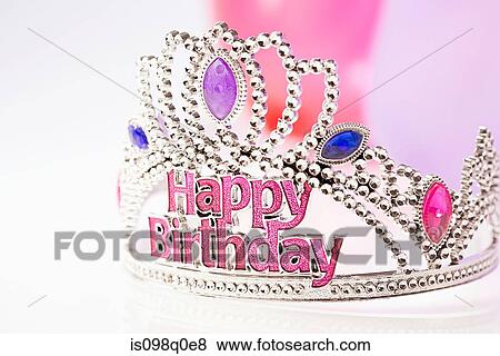 Stock Photo - Happy birthday crown and balloons . Fotosearch