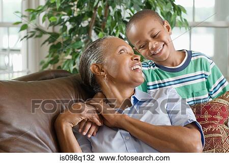 A grandmother and grandson View Large Photo Image Stock Image - A grandmother and grandson. Fotosearch