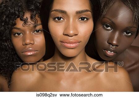 Stock Photo - Portrait of three young woman. Fotosearch