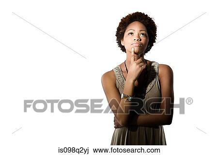 Portrait of a woman thinking View Large Photo Image Stock Image - Portrait of a woman thinking. Fotosearch