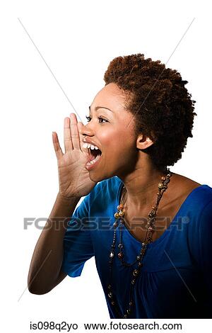 Portrait of a young woman shouting View Large Photo Image Picture - Portrait of a young woman shouting. Fotosearch