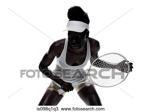 Stock Image - A female tennis player. Fotosearch