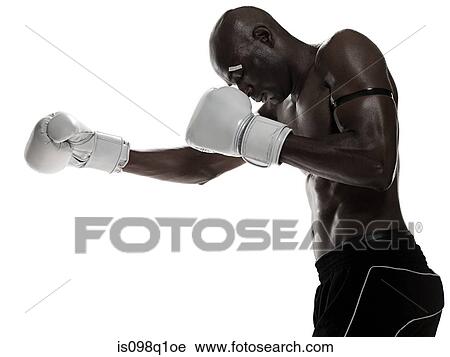 Stock Image - A man boxing. Fotosearch