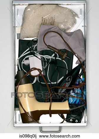 Elevated view of haircare items in a drawer View Large Photo Image Stock Image - Elevated view of haircare items in a drawer. Fotosearch