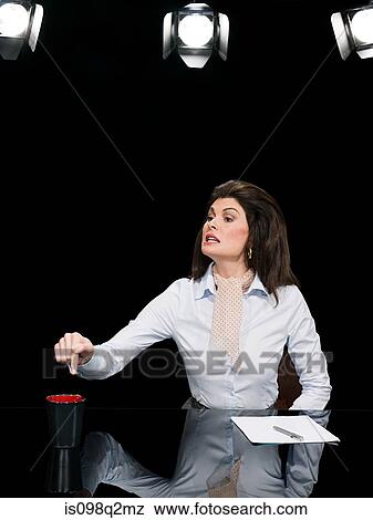 News presenter demanding coffee View Large Photo Image Stock Photo - News presenter demanding coffee. Fotosearch
