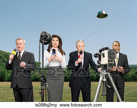 News presenters and ufo View Large Photo Image Stock Photo - News presenters and ufo. Fotosearch