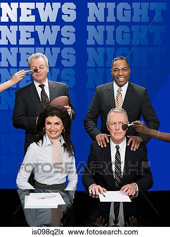 News presenters in make up View Large Photo Image Stock Photo - News presenters in make up. Fotosearch