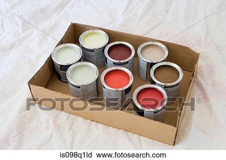 Paint cans in a box View Large Photo Image Stock Image - Paint cans in a box. Fotosearch