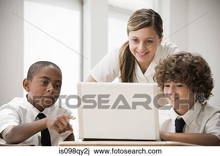 School students with laptop View Large Photo Image Stock Image - School students with laptop. Fotosearch