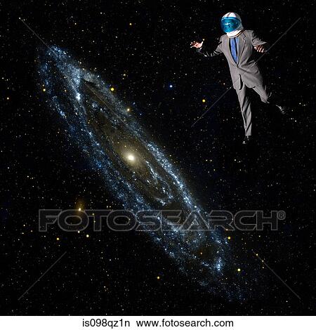 Businessman in outer space View Large Photo Image Picture - Businessman in outer space. Fotosearch