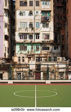 Basketball court and building in hong kong View Large Photo Image Stock Photography - Basketball court and building in hong kong. Fotosearch