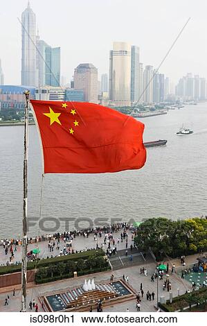 Chinese flag and pudong shanghai View Large Photo Image Stock Image - Chinese flag and pudong shanghai. Fotosearch