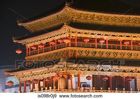Zhong lu bell tower xian View Large Photo Image Stock Photo - Zhong lu bell tower xian. Fotosearch