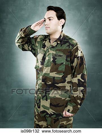 Portrait of a soldier saluting View Large Photo Image Stock Image - Portrait of a soldier saluting. Fotosearch