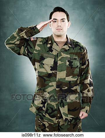 Portrait of a soldier saluting View Large Photo Image Stock Photo - Portrait of a soldier saluting. Fotosearch