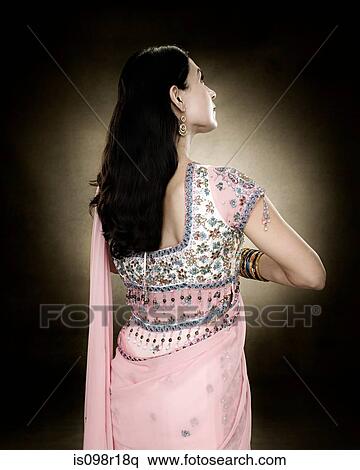 Rear view of a hindu woman View Large Photo Image Stock Photography - Rear view of a hindu woman. Fotosearch