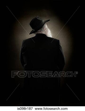 Rear view of a rabbi View Large Photo Image Stock Photo - Rear view of a rabbi. Fotosearch