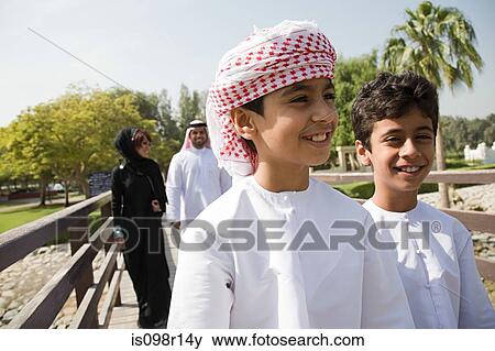 Stock Photo - A family on a bridge. Fotosearch