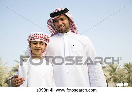Stock Image - A portrait of a father and son. Fotosearch