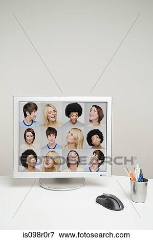 Friends on a computer View Large Photo Image Stock Photo - Friends on a computer. Fotosearch