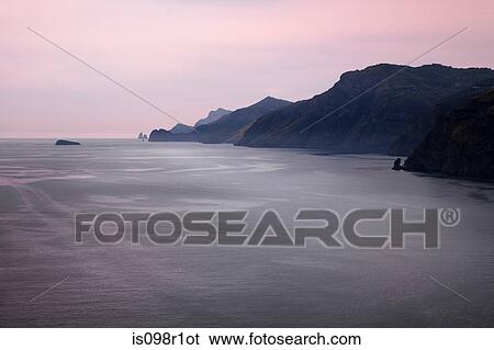 Amalfi coast at sunset View Large Photo Image Stock Photograph - Amalfi coast at sunset. Fotosearch