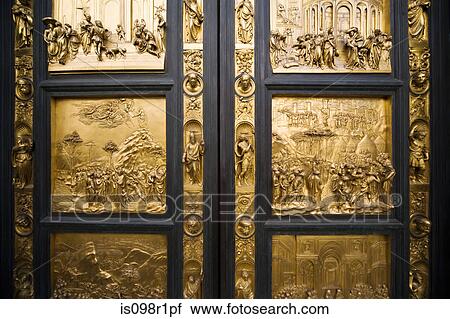 Stock Image - Bronze doors inside the santa maria del fiore. Fotosearch