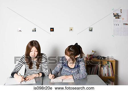 Young women working on project View Large Photo Image Stock Image - Young women working on project. Fotosearch