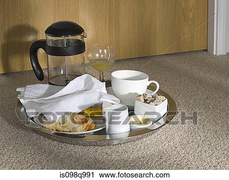 Food tray outside a hotel room View Large Photo Image Stock Image - Food tray outside a hotel room. Fotosearch