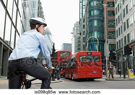 Cyclist in city View Large Photo Image Stock Photo - Cyclist in city. Fotosearch