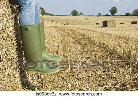 Stock Photo - Boots of person in a field. Fotosearch